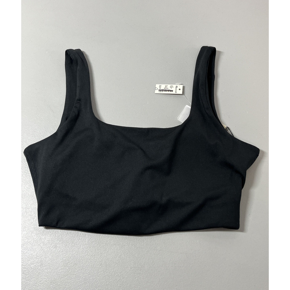 Madewell Flex Sports Bra Womens Small Black Square Neck